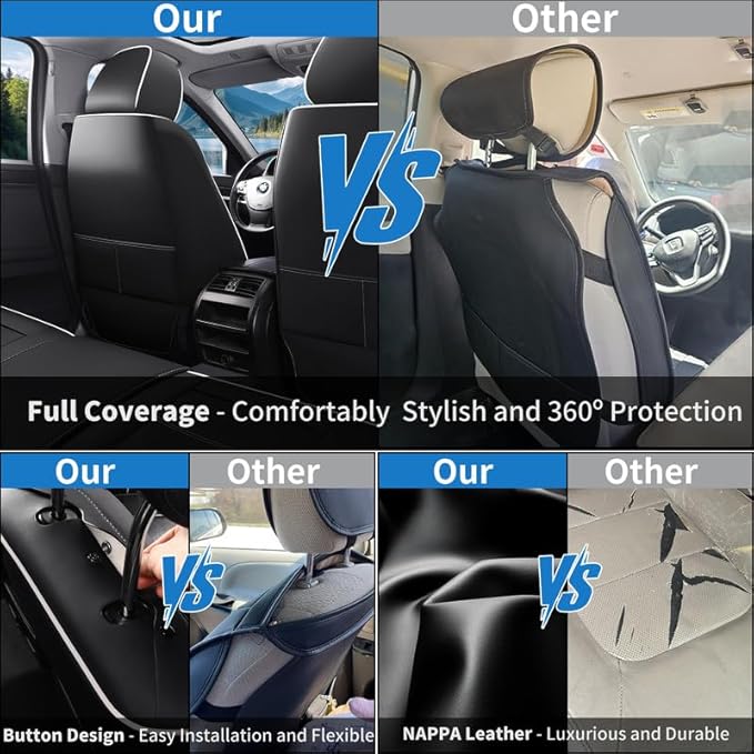 Car Seat Covers Custom Fit for Chevrolet/Chevy Captiva 2006-2018 , Premium Faux Leather Waterproof Car Seat Protectors with Lumbar Support, Breathable Anti-Slip Easy to install(Black&White,Full set)