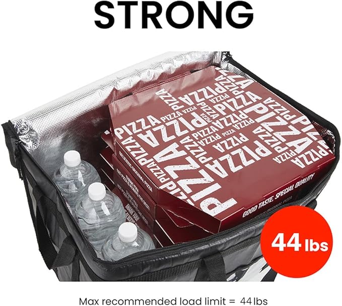 NZ home Insulated Bags for Food Delivery (3XL PRO) Grocery Shopping Cooler Bag, Pizza Delivery, Hot & Cold Catering Tote, Reusable, Foldable & Heavy Duty (Black)