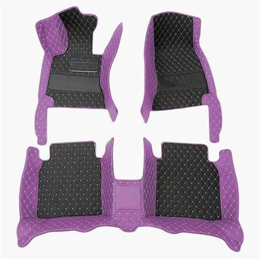 Custom Car Mats All Weather Fit Automotive Floor Mats PU Leather Protector Mat for Most Sedan, SUV, Truck Floor Mats (Black and Purple)