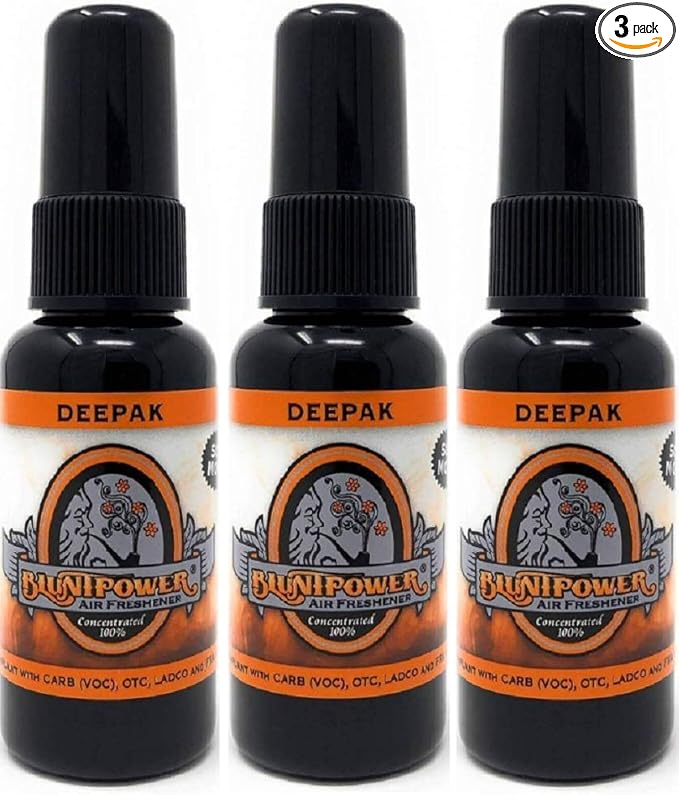 BluntPower (Deepak, 3 Pack) Concentrated Air Freshener - Premium Oil Based Air Freshener Spray For Home and Car - Long-Lasting Bathroom Spray, Car Freshener, & Odor Eliminator Spray