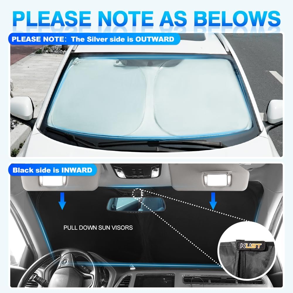 KUST Windshield Sun Shade for Jaguar F-Pace 2016-2024 2025 F Pace Accessories Custom Fit Sunshade Foldable Window Sun Visor Protector Blocks UV Rays Keep Your Car Cooler