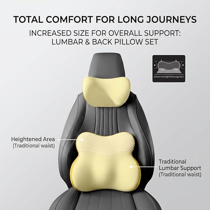 Car Headrest Pillow & Lumbar for Audi A3 2002-2020, Car Seat Neck Pillow Back Support, Breathable All-Season Automotive Seat Cushions, 2PCS,B Gray