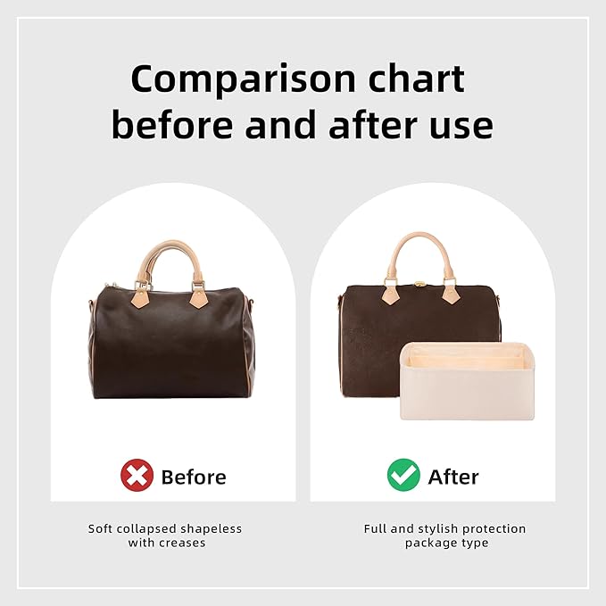 DGAZ Silk Purse Organizer Insert Fits LV Speedy 16/20/25/30/35/45 bags，Silky Smooth Bag Organizer，Luxury Handbag & Tote Shaper（Craie，SP35）