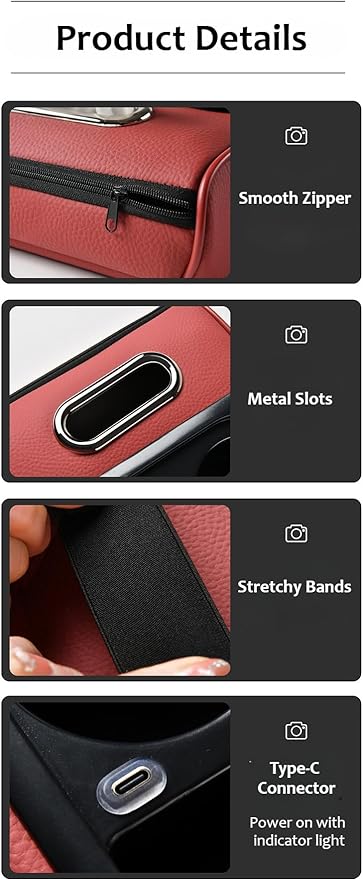 Armrest Box Pad for Car w/Type-C Charging Interface, Car Center Console Cover w/Cup Holder, Interior Car Accessories (Burgundy)