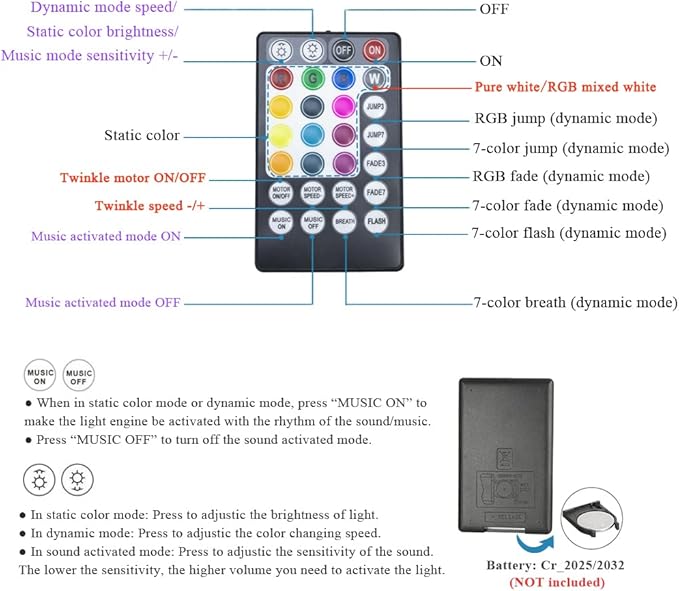 AKEPO 16W RGBW APP+Twinkle+Music Activated Fiber Optic Lights Car Home Star Ceiling Light Kit, RGBW LED Light Engine + Optical Fiber Cable 335pcs 13.1ft/4m (0.75+1.0+1.5mm) + 28key Remote