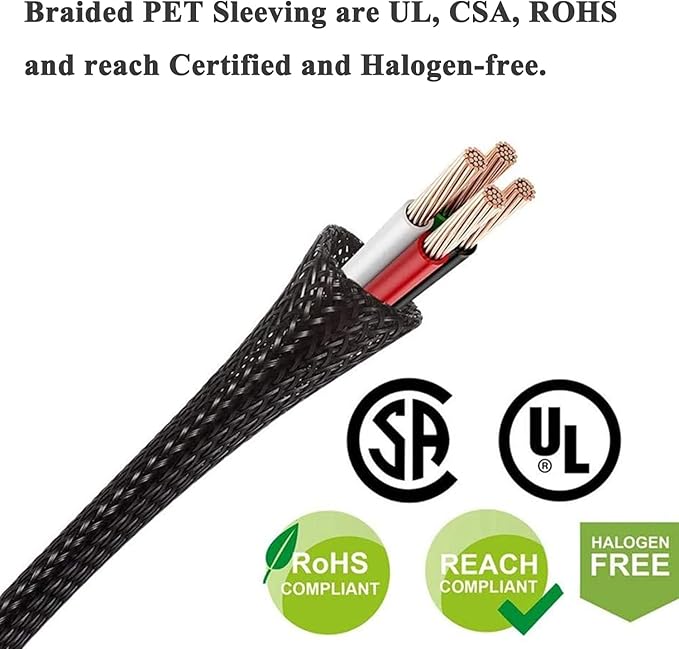 25ft - 1/4 Inch Cable Management Sleeve Protector,Wire Loom PET Expandable Wire Sleeving for Office TV Computer Home Theater Engine Bay Cord Organizer,Protect Cables from Pet Cat Dog Chewing,Black