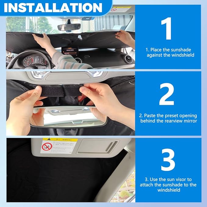 300T Thickened Sunshade for Car Windshield,Windshield Sun Shade for Blocking 99% Sunlight & Heat,Summer Car Essentials Sun Cover for Car Windshield Fits,Truck,SUV (XL: 59x31.5 inch)