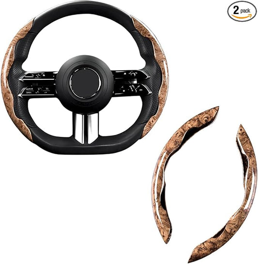 AUCELI Car Wood Grain Steering Wheel Cover, Anti-Skid Segmented Auto Steering Wheel Protector, Automotive Interior Accessories, Universal for Most Vehicles Men and Women