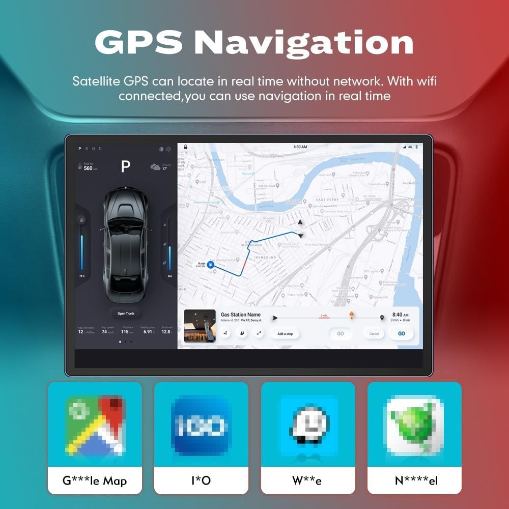 Kunfine Car CarPlay Android Auto Navigation Stereo GPS Radio Reverse Camera Display 13.1" QLED Touchscreen Headunit Tablet Pad Media Player For Peugeot 301 13-22 if Applicable Octa Core 8G+256G Silver