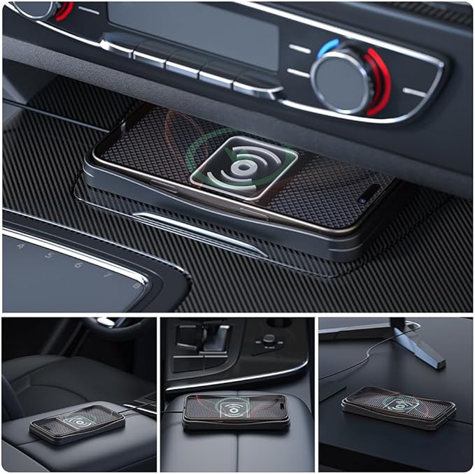 Car Wireless Charger Pad for GMC Terrain 2010-2026, Type-C/USB 20W Fast Wireless Car Charger Pad Non-Slip Cordless Charging Mat,A-30cm Cable Type-C Plug