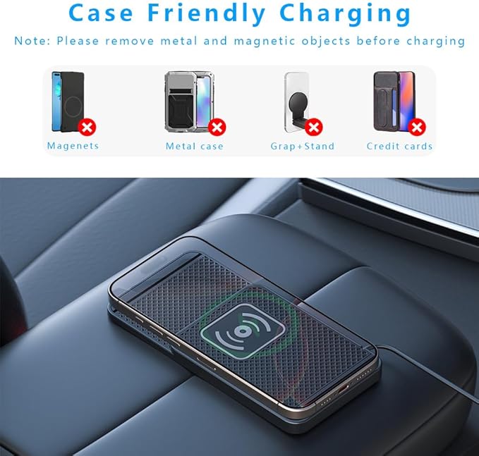 Wireless Charging Pad for Car for Subaru Legacy 2018-2025, Non-Slip Type C/USB 20W Fast Phone Charging Pad DIY Trim-to-Fit No Interior Damage,B&Type-C