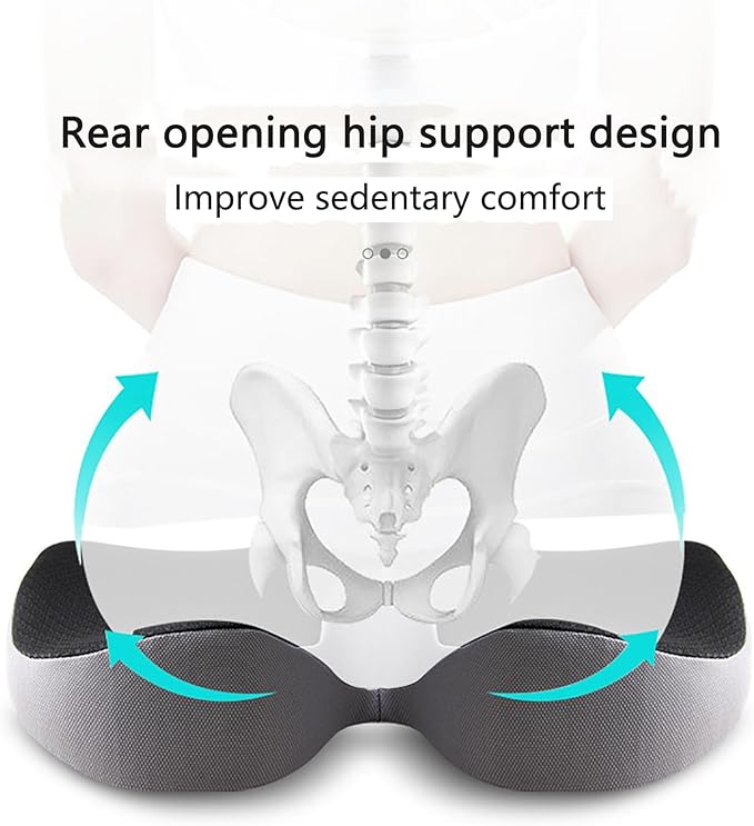 Car Seat Cushion for Long Driving, Ergonomic Memory Foam Seat Cushion, Car Seat Cushion for Back Pain and Lumbar Support Non Slip and Easy Clean for Driving Gaming Chair and Travel C Grey
