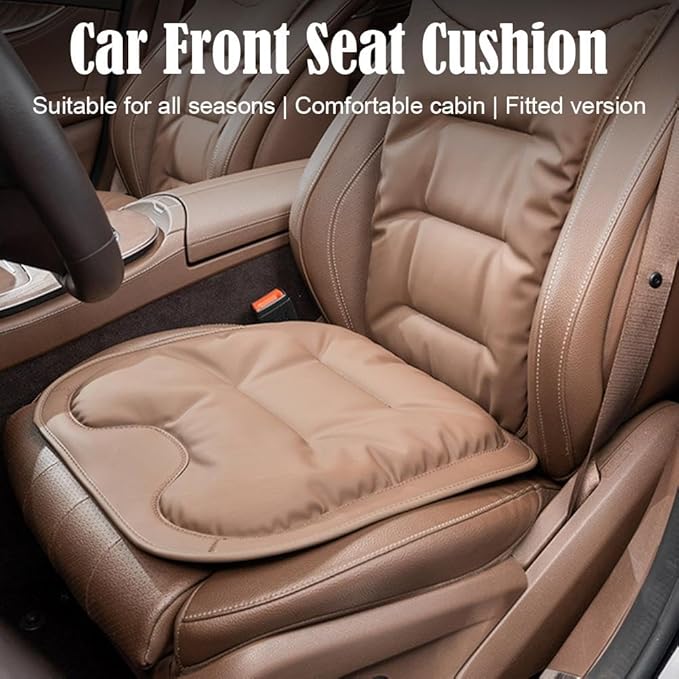 Car Seat Cushion, 2025 New Skin-Friendly Leather Seat Cushions, Skin-Friendly Leather Seat Cushions, Front Bottom and Rear Seat Cushions for Auto Office (Red 1set)