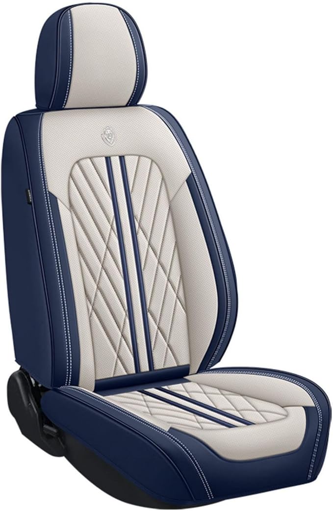 Premium Nappa Leatherette Car Seat Cover Set Custom Fit for Honda CR-V CRV 2000-2023 2024 2025 2026 Water-Proof Breathable Faux Leather Seat Cushion Protectors (Front 2 Seats,Beige Blue)