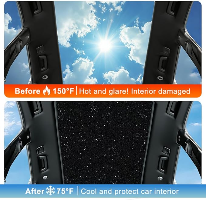 Car Sunroof Shade Compatible with Tiguan 2010-2017 5-Door SUV, Foldable Glass Roof Sunshade with Storage Bag, Heat Insulation Sun Protection Roof Interior Sunshade