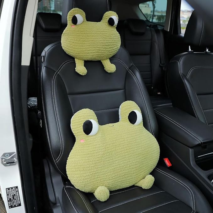 Frog Shaped Lumbar Support Pillow for Car Office Driver Seat Waist Cushion 1 PCS