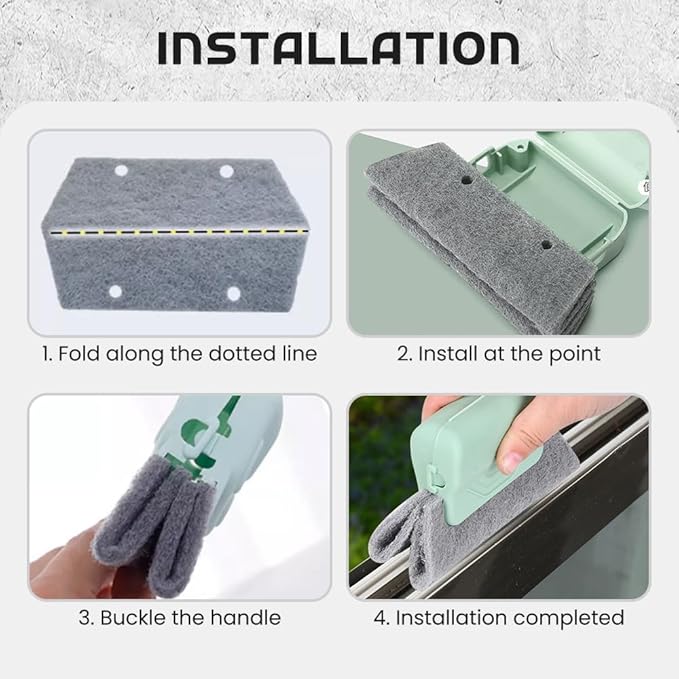 2026 New Magic Window Track Cleaner, 3Pcs Multipurpose Cleaning Brush for Window Grooves, Sliding Door Tracks, Tile Grout Lines, Shutter Slats, Car AC Vents, and Narrow Gaps (Green)