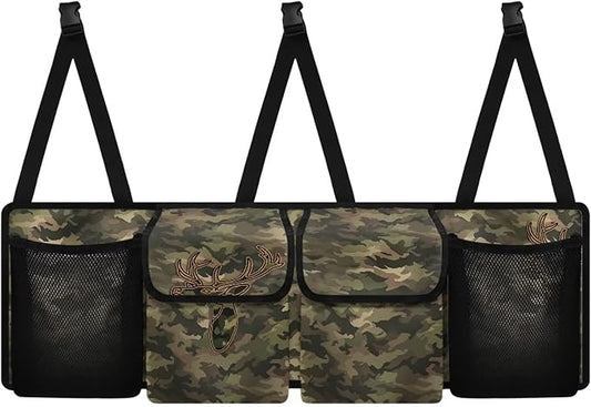 Camo Deer Car Trunk Organizer and Storage,Large Capacity Backseat Hanging Storage with 4 Storage Bag, Backseat Car Organizer Universal for Cars, Truck, vans