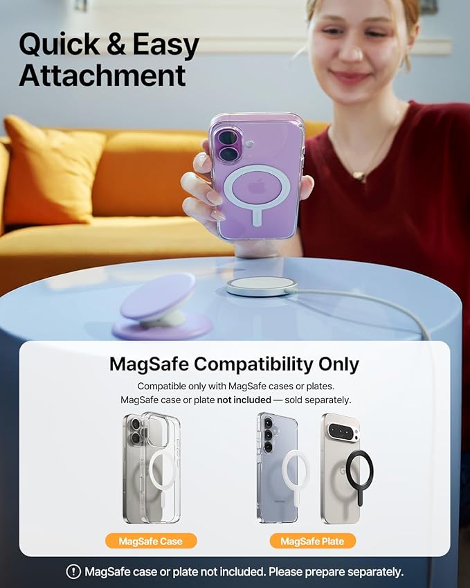 Sinjimoru for MagSafe Phone Grip, Soft Silicone Magnetic Finger Grip for iPhone 17/16/15/14/13, Comfortable One-Touch Holding, M-Tap Tok Black