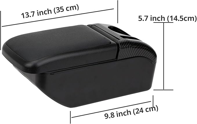 AULPHIKE Compatible with Nissan March Micra Armrest 2011-2016 Car Center Console Organizer Armrests Double Layer Storage with USB Ports（Black Style）