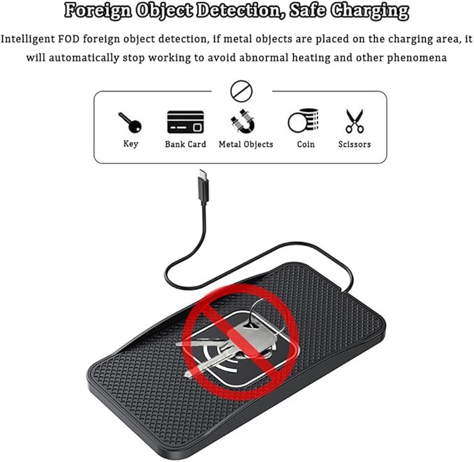 Wireless Car Charger Pad for Nissan Titan 2004-2024, Type-C/USB 20W Car Wireless Charger Non-Slip Phone Charging Pad Car Accessories,A 30cm Cable Type-C Plug