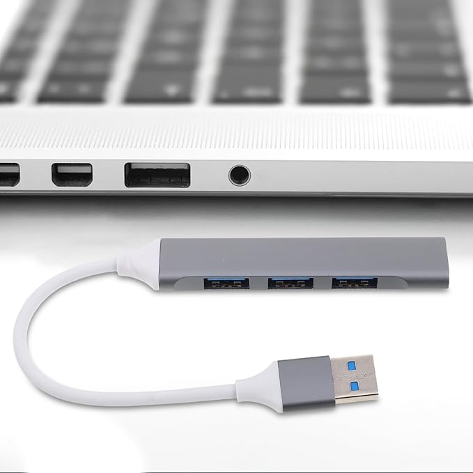 USB Multi-Port Hub Expander with 4 USB 3.0 Ports for Desktop and Laptop Dark Gray Compatible with Keyboard Mouse and Gaming Accessories for Car and Office Use