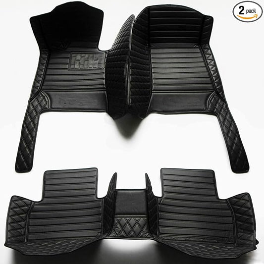 Custom Making Car Floor Mats Compatible with Audi BMW Mercedes-Benz Toyota Lexus Honda Infiniti Nissan Hyundai Kia All Models 2005-2026 (Striped Black and Black)
