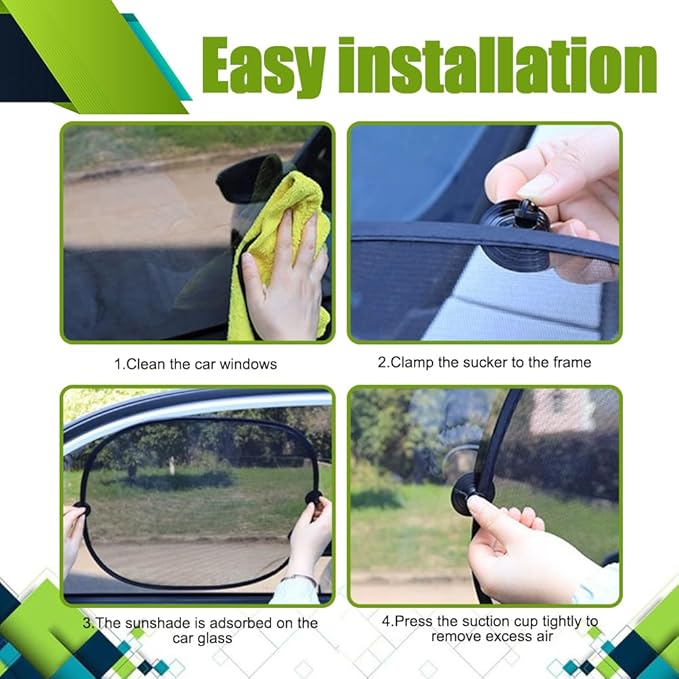 5PCS Car Window Shades, Auto Sun Shades for Side and Rear Windows, Sun Shade with Suction Cup, Sun Glare and UV Rays Protection for Child, Universal Car Accessories for Most Models