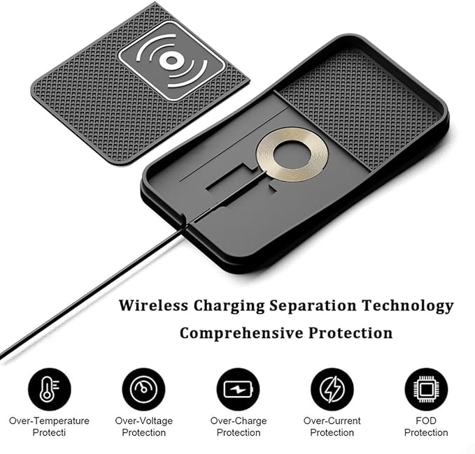 Car Wireless Charger Pad for Dodge Durango 2000-2009 2011-2026, Type-C/USB 20W Fast Wireless Car Charger Pad Non-Slip Cordless Charging Mat,B-30cm Cable USB Plug