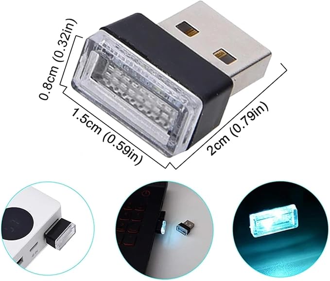 1/4/10 PCS USB LED Light Car Interior Styling Atmosphere Decorative Lamps Mini Universal Portable Ambient Lighting Kit Red Bule(10 PCS_White)
