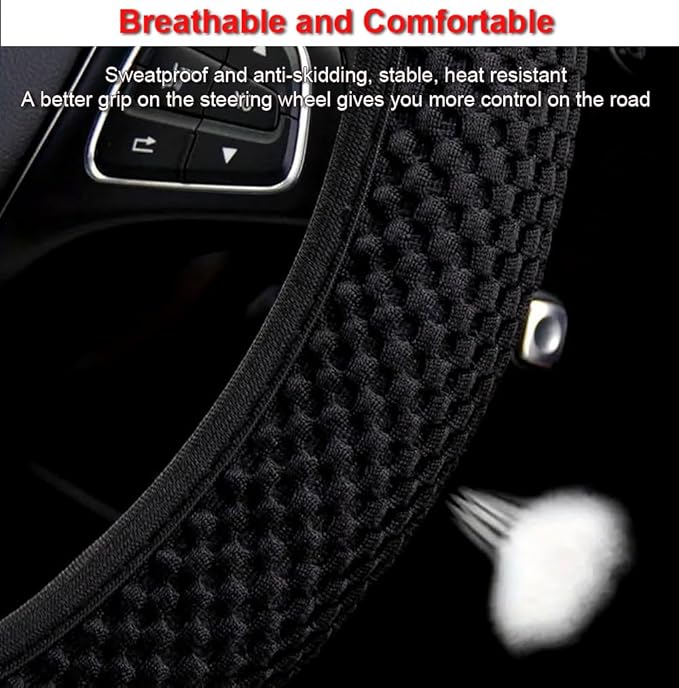 Hiflyer Universal 14.5-15 Inch Steering Wheel Cover, Soft Microfiber Car Wheel Cover, Blue