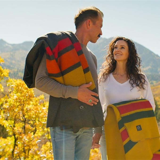 Arcturus Rainier Wool Blanket - Warm, Heavy, Washable, Bed Blanket | Great for Home & Camping (Sunset Peak, Queen)
