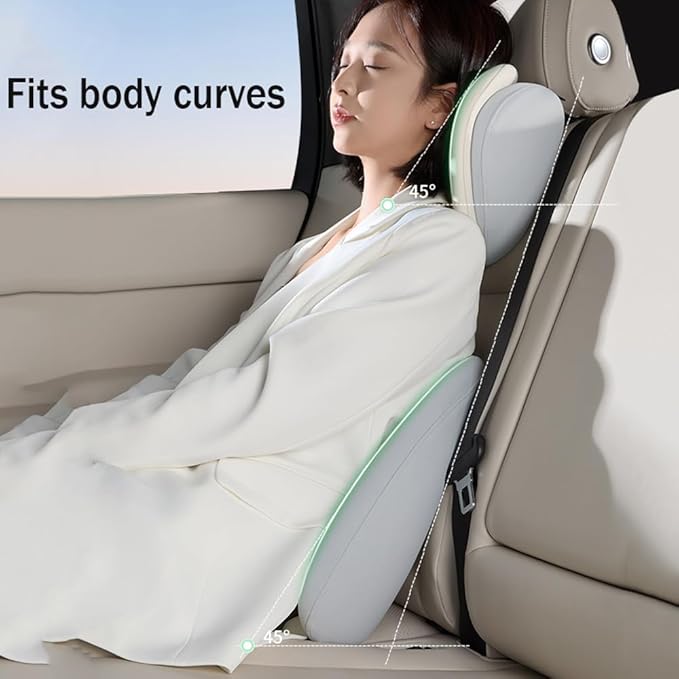 Car Headrest Lumbar Support Cushion for VW Golf VIII VI V IV III II I Mk 8 7 6 5 4 3 R GTE/GTI/GTD/Clubsport 45, Memory Foam Relieve Fatigue Breathable Car Seat Neck Pillow,Grey-Set