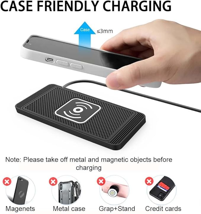 Wireless Car Charger Pad for Hyundai Tucson 2005-2026, Type-C/USB 15W Car Wireless Charger Non-Slip Cordless Charging Mat Car Accessories, B-30cm Type-C Interface