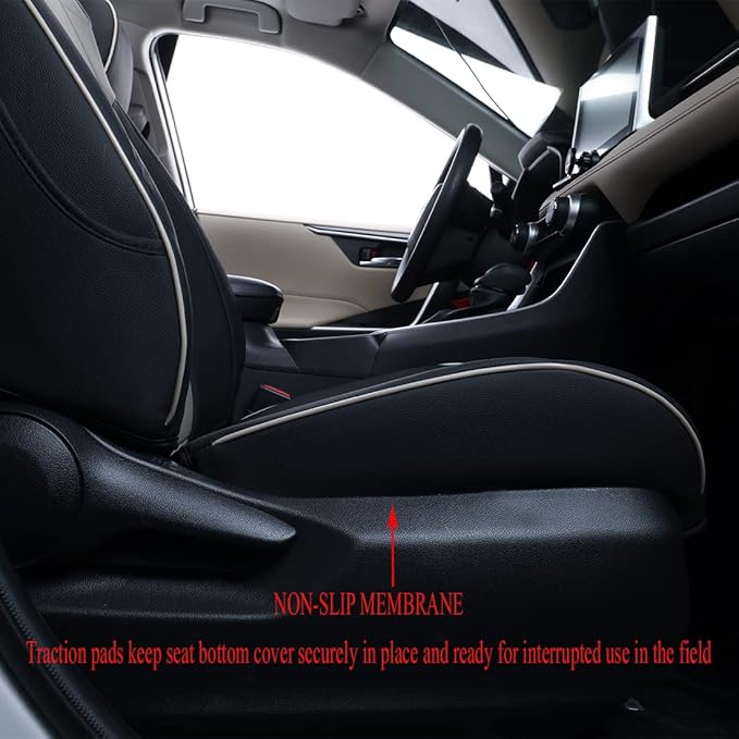 EKR Rav4 Seat Covers Custom Fit for Toyota Rav4 (Only Hybrid) 2019-2025 LE,XLE,XLE Premium,Limited,Woodland Edition, Leather Car Seat Cover Full Set for SUV,Faux Leather(Black/Gray)