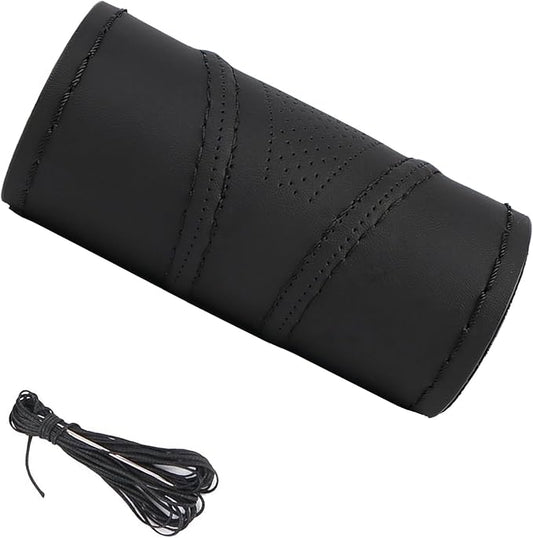 Micro Fiber Leather Car Steering Wheel Cover Stitch On Wrap with Needle & Thread Anti-Slip Auto Steering-Wheel Case DIY 14 Inch for Honda Civic Etc.Black