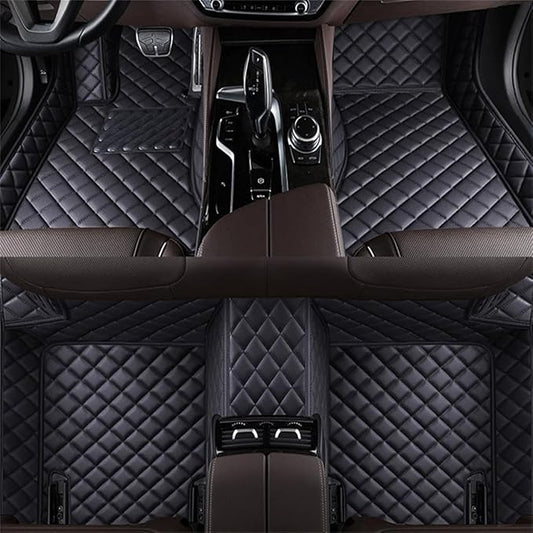 Custom Car Mats All Weather Fit Automotive Floor Mats PU Leather Protector Mat for Most Sedan, SUV, Truck Floor Mats (Black)
