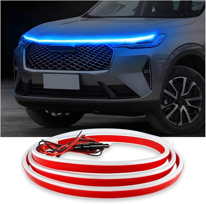 Car Hood Light Strip, 71 Inches Flexible DRL Dynamic Scan Start up Hoodbeam Kit, Waterproof 12V LED Headlight Strips Engine Cover Decoration, Exterior Car Accessories
