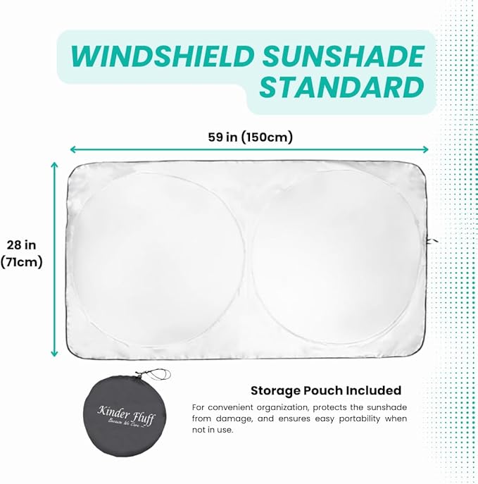 Windshield Sun Shade -Certified 99.87% UVB & 99.02% UVA Car Sun Shade. Award Winning Sunshade - Patented Technology | Compatible for Chevrolet Silverado 1500 (1999-2006) | Car Shades by Kinder Fluff