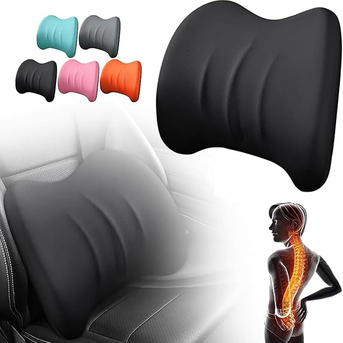 Car Headrest & Lumbar Support Cushion for Toyota RAV4 2012-2024, Ergonomic Car Seat Headrest Memory Foam Neck and Back Pillow Kit Breathable Removable for Driving Fatigue Relief,B/Gray