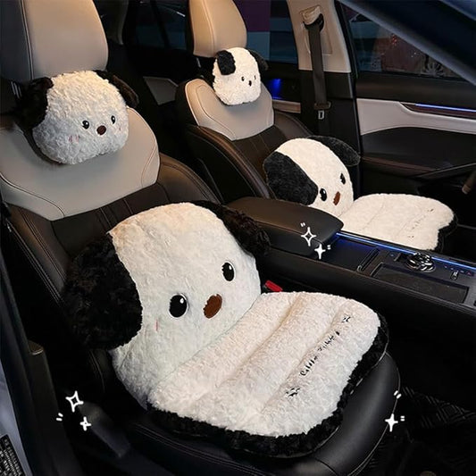 2 Pack Cute Cartoon Car Seat Cushion with Back Car Lumbar Support Pillow and Neck Pillow Car Seat Pillow for Relieve Your Driving Tiredness