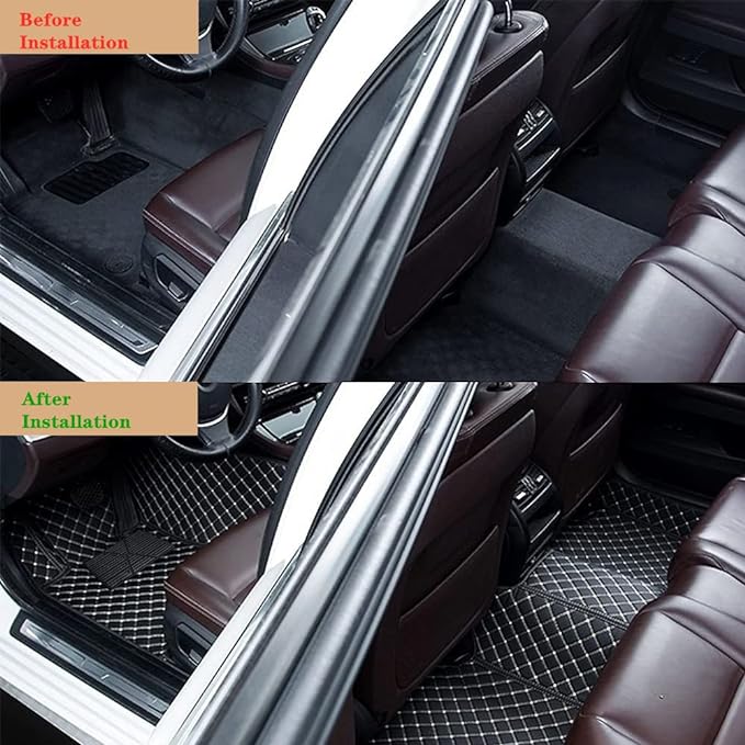 Custom Personalized Floor Mats for Cars - Luxury Full Coverage All Weather Mats, Anti-Slip Leather Mat Set, Fit for 99% of Cars, SUVs & Trucks (Red, A-Diamond)