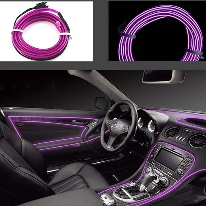 ABALDI USB Neon Light Tube 2M/6FT El Wire Led Flexible Light Strip for Cars DC 5V Glowing Strobing Electroluminescent Light Glowing Neon Lights (Purple)