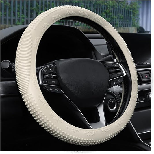 Steering Wheel Cover, Car Silicone Steering Wheel Protector, Anti-Slip Soft Odorless Wheel Covers, Universal 14-15 Inch Steering Wheel, Automotive Interior Accessories (Beige)