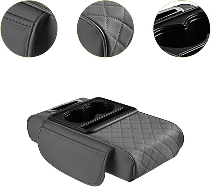 Car Center Console Pad Armrest Cushion Pad Anti Slip Car Decoration with Cup Holder Tissue Box Slot for Car SUV, Style D