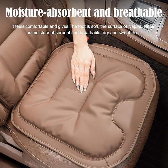 Skin-Friendly & Dirt-Repellent Leather Seat Cushions, 2026 Car Seat Cushion for Driving, 1.57" Thick Comfort Seat Protector, Universal Non-Slip Memory Foam Pad for Car (Orange, Front Seat Cushion)