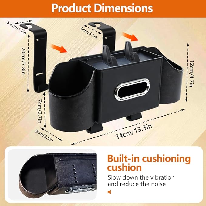 Back Seat Car Organizer with Car Seat Storage Hanging Bag, 4 in 1 Multifunctional Car Seat Back Storage Box, Car Organizer Back Seat with Tray, Hold Phone,Snacks, Drinks, Handbag