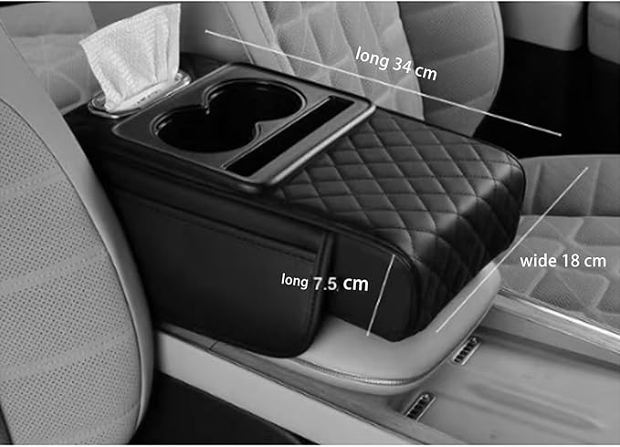 Car Arm Rest Cushion for Mazda CX-5, Center Console Armrest Pillow Car Armrest Pad Trucks with Cup Holder, Armrest Pad Storage Bag(Brown)