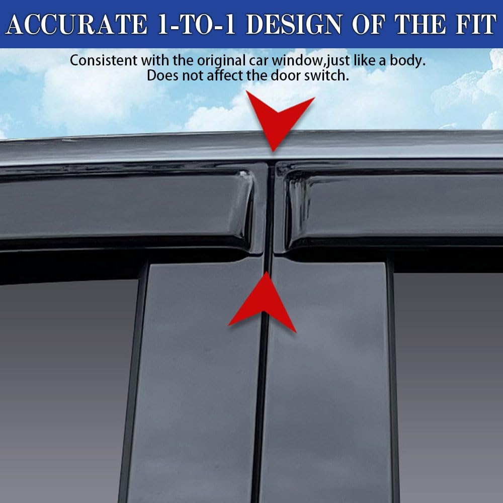 Rain Guards for Jeep Wrangler JK 2007-2018, Tape-on Side Window Deflectors for Jeep Wrangler, Window Visors for Jeep Cars, for Jeep Car Accessories, 4 pcs, FOR-WRANGLER-07/18-JK