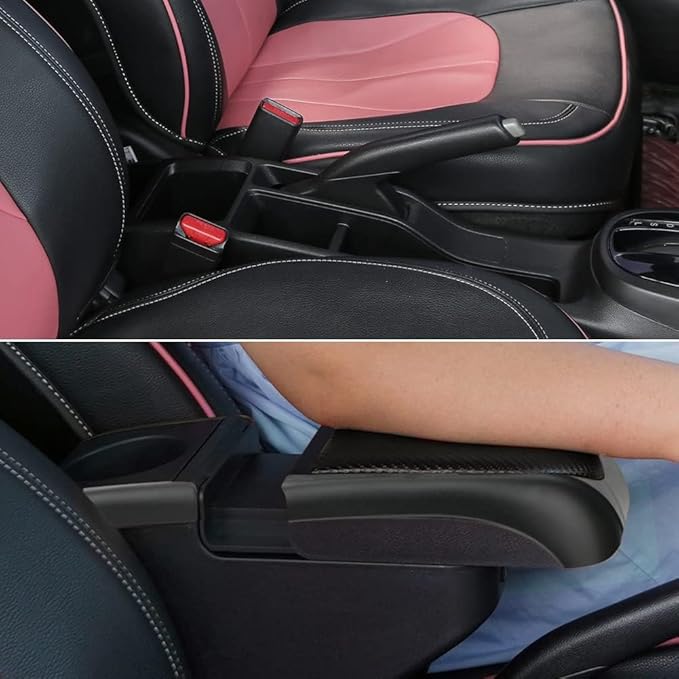 AULPHIKE Compatible with Nissan Versa Armrest 2012-2019 Center Console Organizer Armrests Double Layer Storage Space with USB Ports